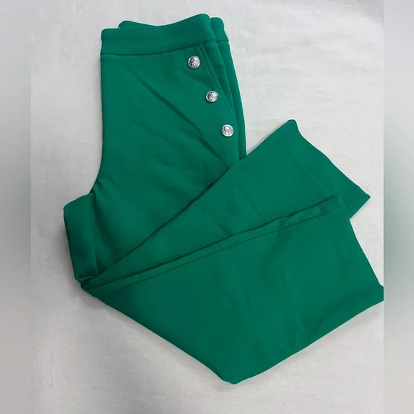 Rachel Zoe Green Pants with Silver Buttons - Picture 1 of 4
